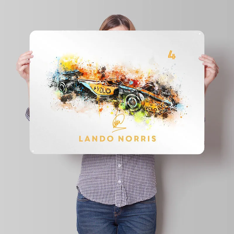 Lando Norris Sign Racing Poster Gamer Room Decoration Man Vintage Metal Tin Sign for Wall Art Decoration Home Decor Items Retro