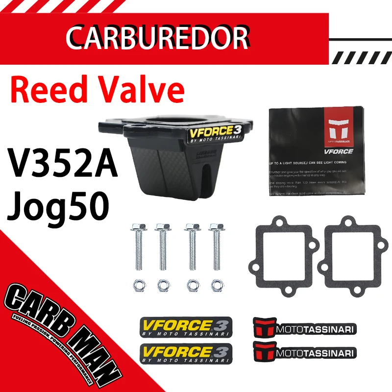 Reed Valve With Intake Carbon Fiber For Yamaha Jog50 Aerox Ark50 CY50 Dragster Equalis T-REX V352A Motorcycle Vforce 4 2003-2012