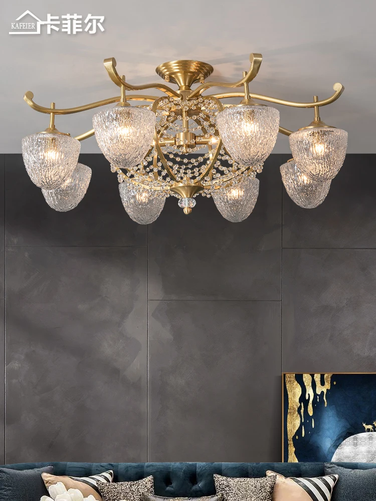 American Style Chandelier Light Luxury Living Room Dining-Room Lamp French Crystal Lamp Glass Bedroom Ceiling Lamp