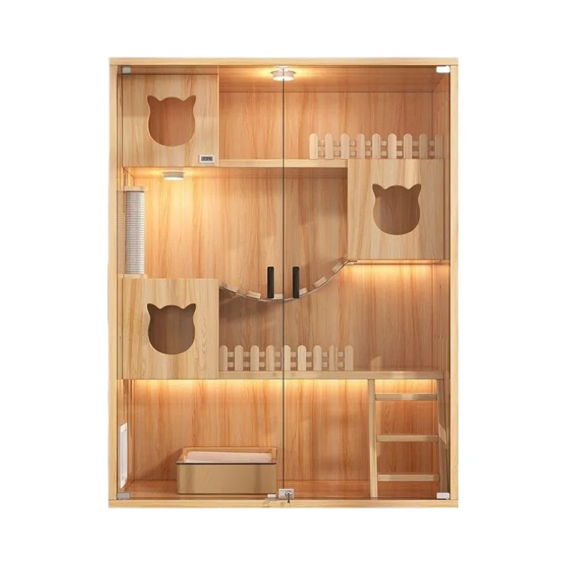Cat villa pet cabinet household solid wood cat house removable cat cabinet multi-function