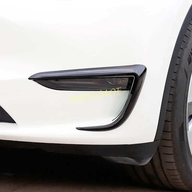 

Глянцевый черный Передний противотуманный аксессуары для бровей Tesla Model Y 2020 2021 2022