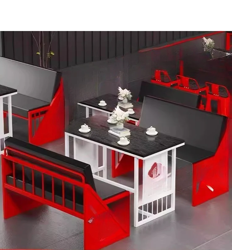 

Industrial style card seat sofa restaurant table and chair combination Internet celebrity milk tea shop cafe