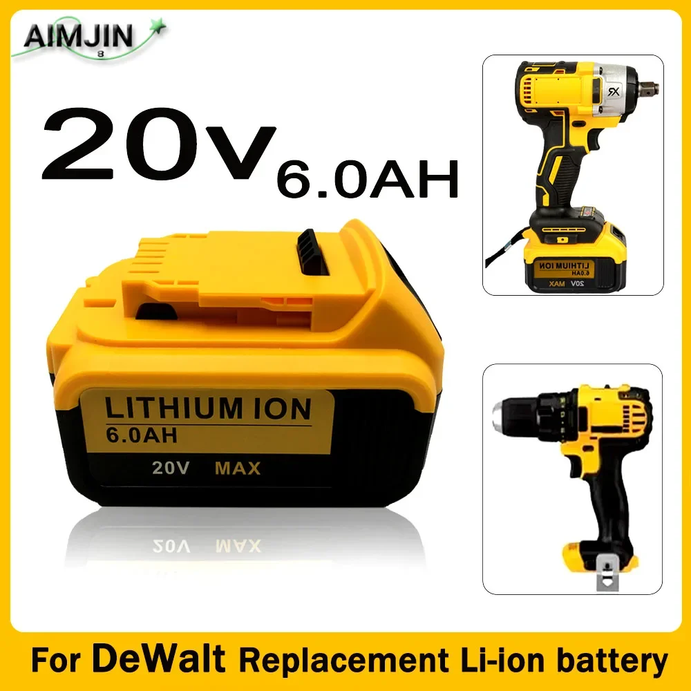 New 20V 10J MAX 6.0Ah DCB200 Replacement Li-ion Battery for DeWalt DCB205 DCB201 DCB203 Power Tool Batteries