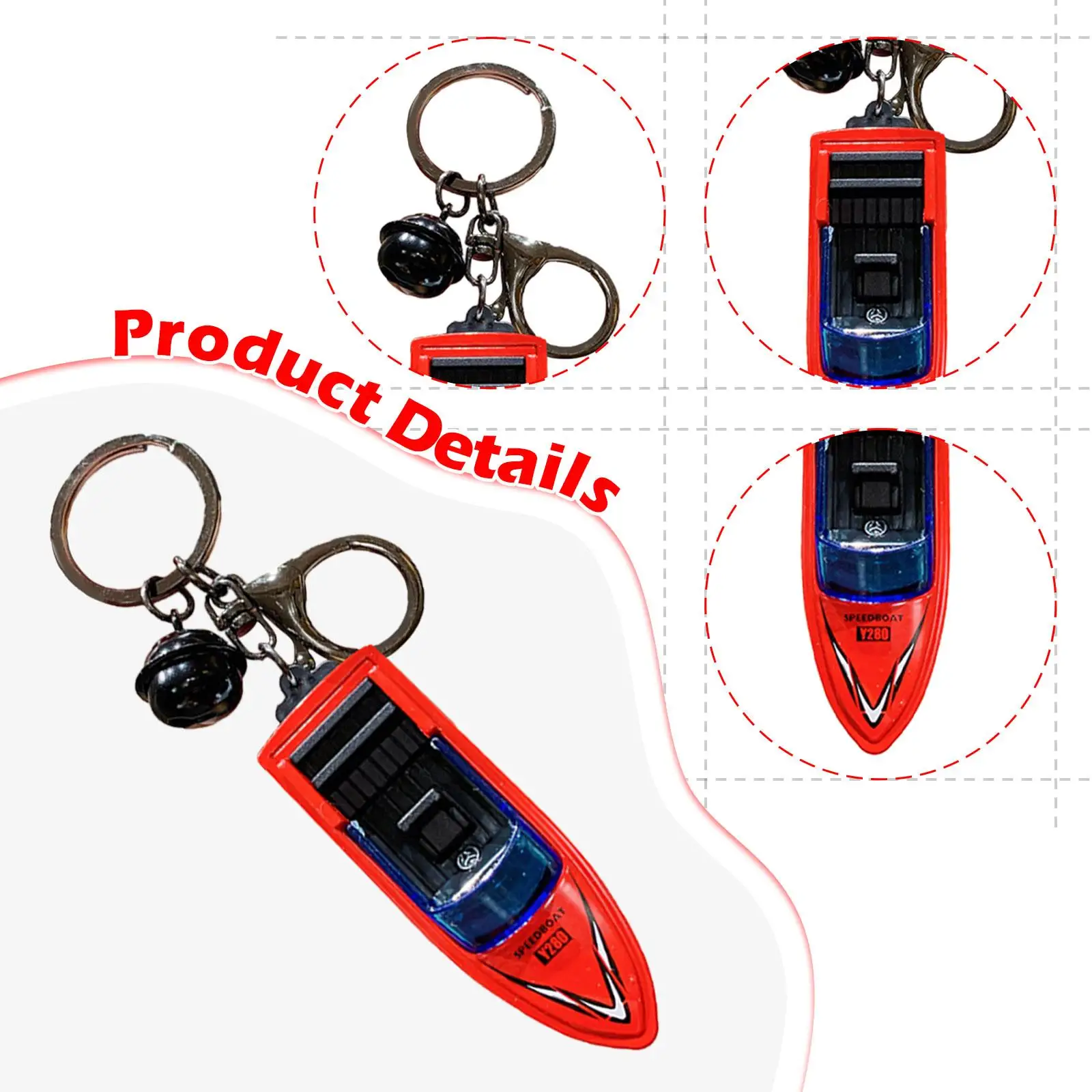 5xYacht Pendant Keychain Birthday Gift Metal Women Men Creative Backpack Charm Red