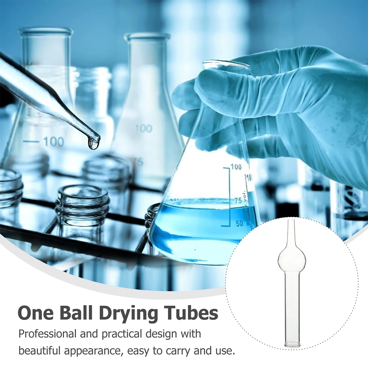 

5Pcs Glass Single-Ball Drying Tubes Chemical Experiment Equipment Teaching Laboratory Glass Drying Tubes for School Use