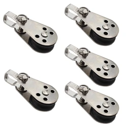 5pcs Stainless Steel Pulley Block Hanging Wire Towing Wheel Swivel Lifting Rope DropShipping