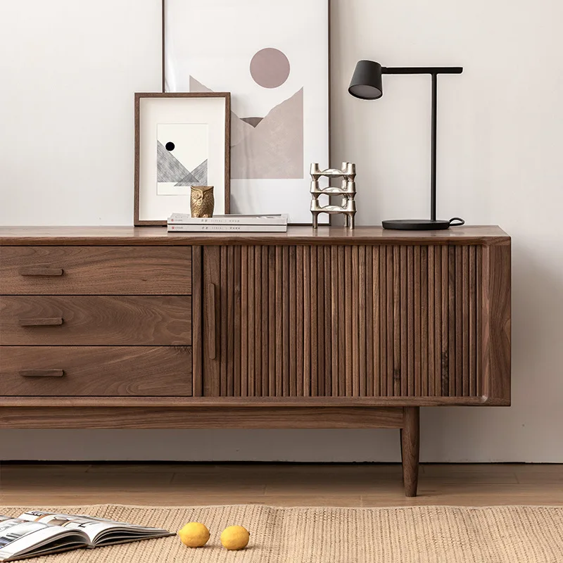 

!@Modern Solid Wood TV Stand with Panel Design Eco-Friendly Storage Living Room Furniture