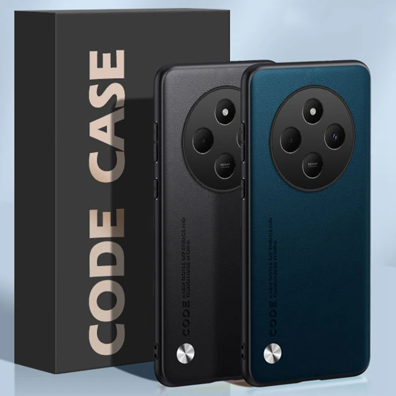 Xiaomi Poco C75 뒷면 커버 용 고급 PU 가죽 케이스 Redmi 14C 14 C Redmi14C 4G 용 무광택 실리콘 전체 보호 전화 케이스