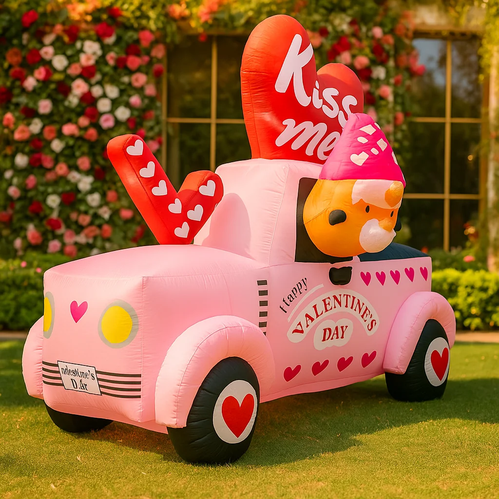 

Inflatable Toy 1.8M/6FT Valentine's DayAutomotive Goblin Courtyard Decoration Romantic Build-in LED Light Garden Decoration