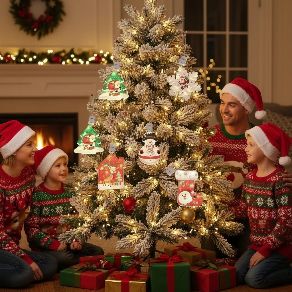 عطلة ثلج LED بطارية تعمل بالطاقة الديكور تصميم معلق مقاومة الطقس لعرض نافذة شجرة عيد الميلاد ديكور الحفلات