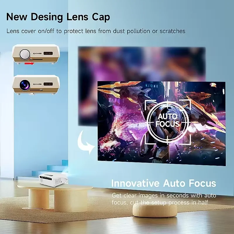 2025 1450ANSI 1080P Full HD 4K-projector A10P thuisbioscoop met Android 9.0 Wifi Bluetooth 5.0 projector met lange levensduur