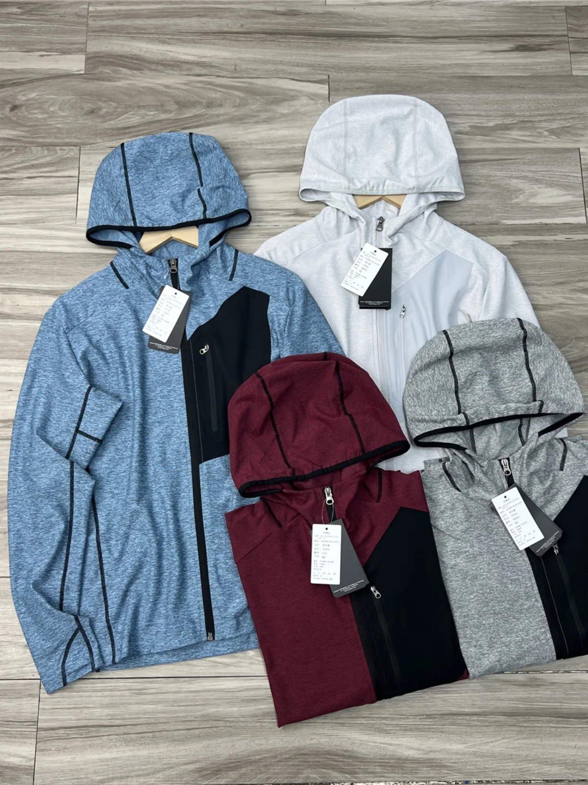 

Outdoor Versatile! Crehensive Training Series! Spring Summer Chest Glue ket Casual Hooded Jaet All-Match Sports irt...