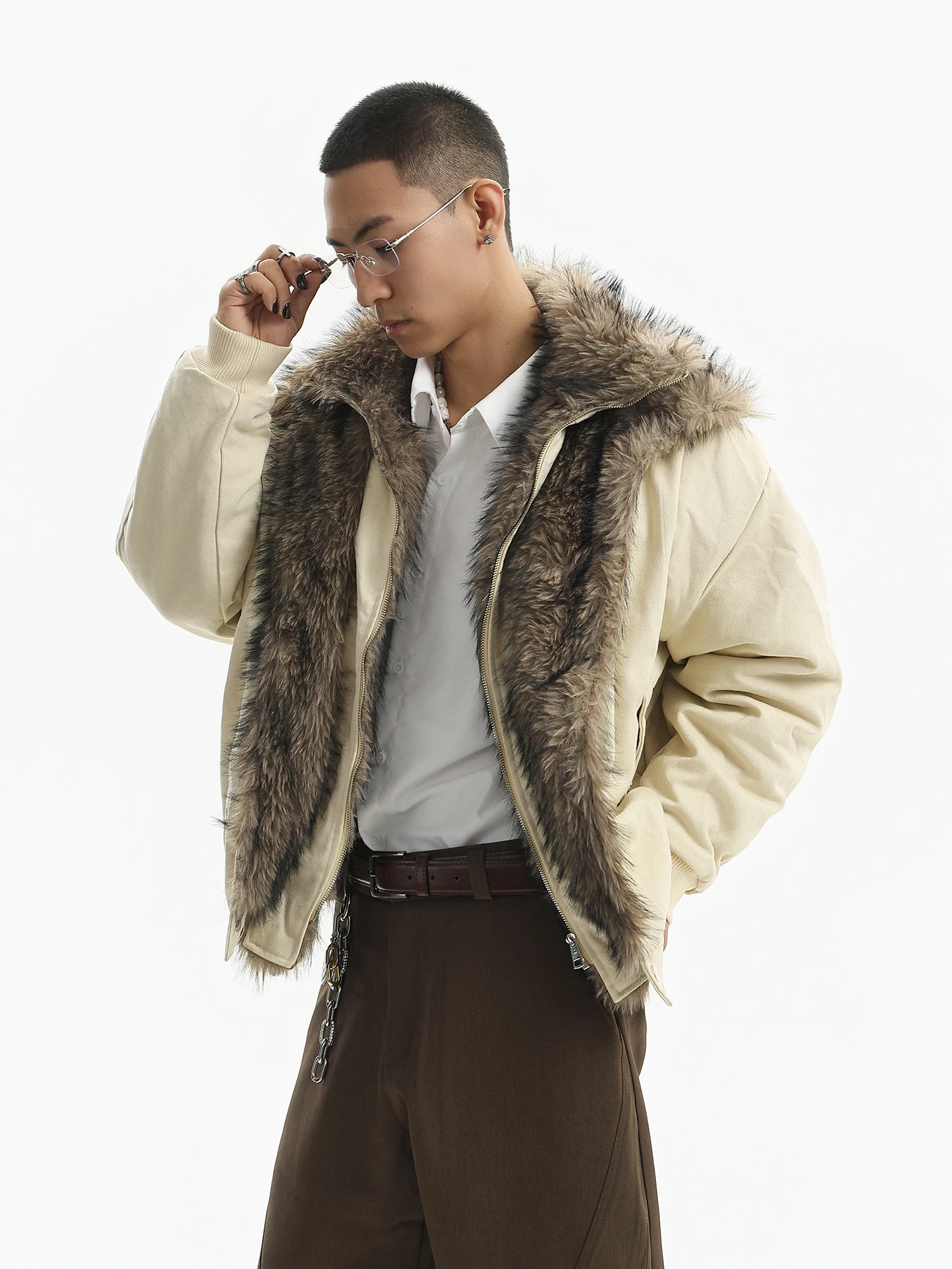 Trendy High Street Faux Two-Piece Parkas Men 2025 Winter New Warm Stylish Versatile Solid Color Parkas Male Handsome Chic Coats