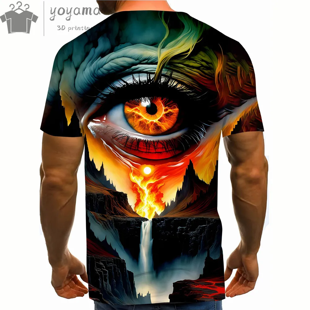 Summer Fashion New 3d Eye Abstract Pattern Men's Clothing T-Shirts For Men O-Neck Oversized T-Shirt Man Short Sleeve T-Shirt