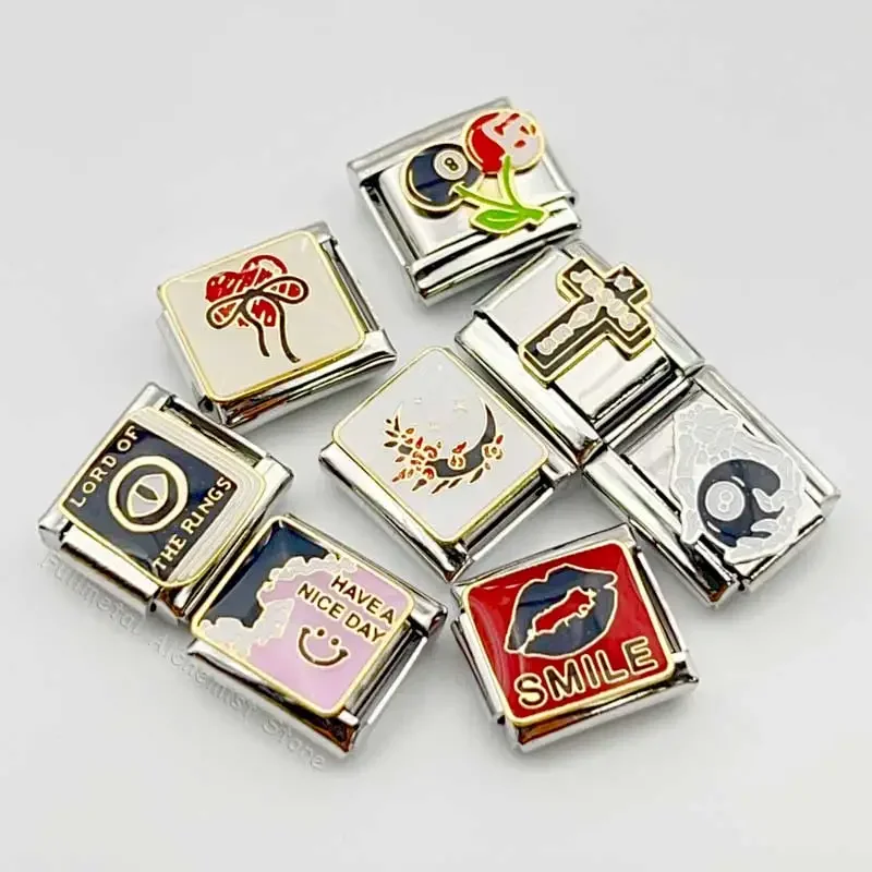 سحر الإيطالية الفولاذ المقاوم للصدأ سوار 9 مللي متر وحدة DIY الربط قلادة الظلام الشرير كول الجمجمة رئيس صنع المجوهرات للرجال النساء