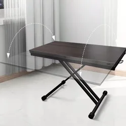 Folding pneumatic lifting table Small square table for household simple small square dining