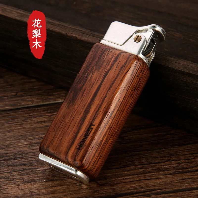 New Baicheng Sandalwood Kerosene Lighter Retro Personality Press Ignition Lighter Men\'s Gift Cigarette Accessories Outdoor