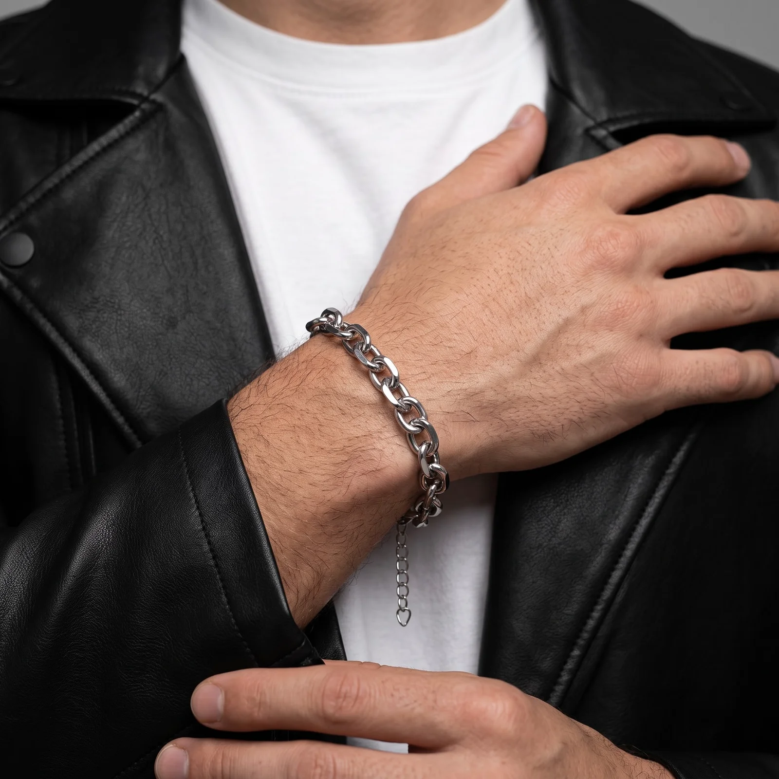 7.2mm Wide Oval O Link Bracelet Stainless Steel Bracelet Lobster Clasp 19+5CM Adjustable Extender Chain Jewelry Gift for Friend