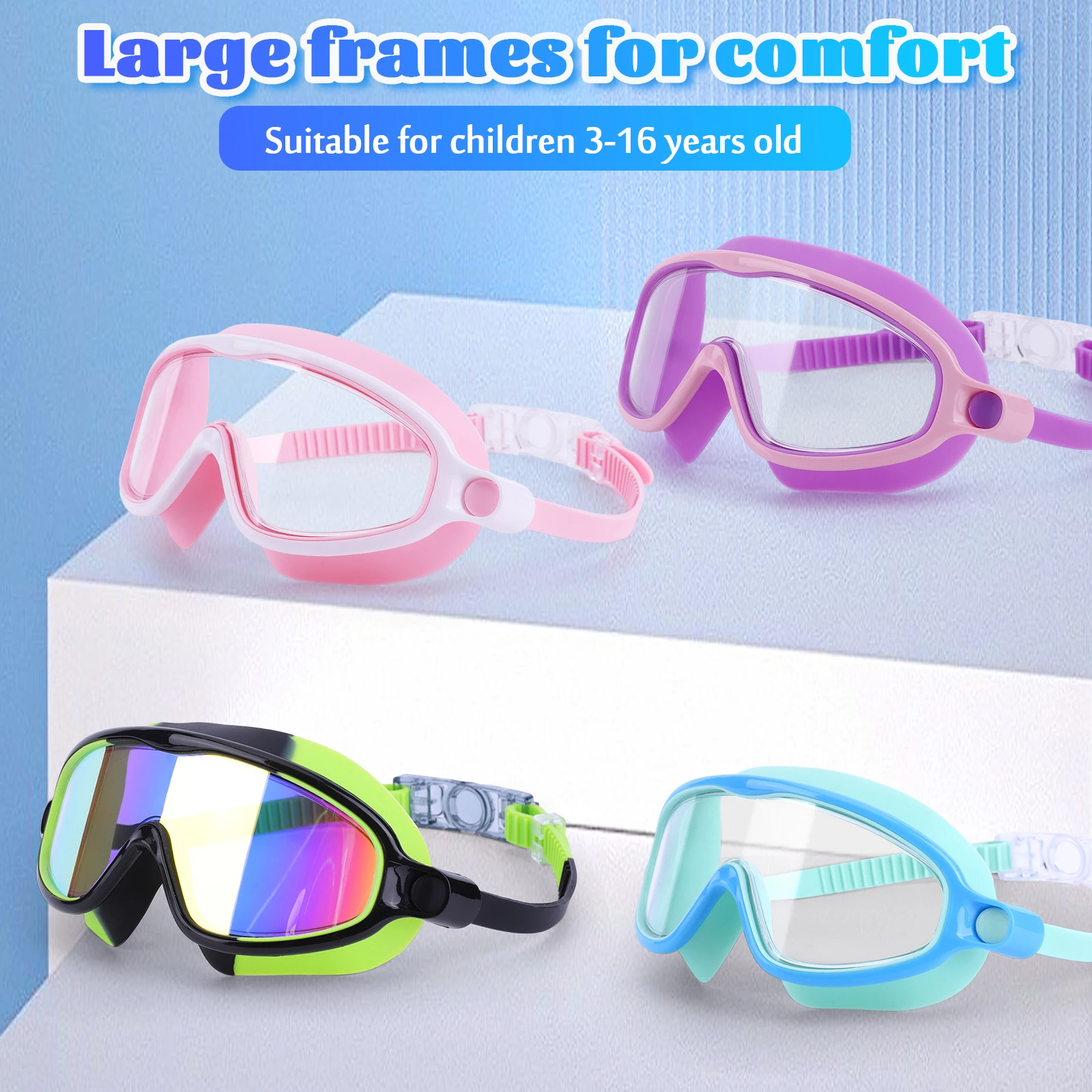 2 قطعة نظارات السباحة مقاوم للماء نظارات السباحة الشفافة مانعة للتسرب رؤية واسعة نظارات السباحة معدات السباحة المهنية #3