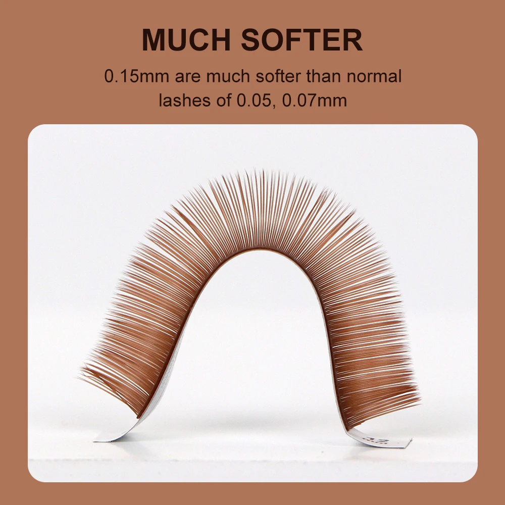 NATUHANA Brown 0.15mm Elipse Flat Eyelash Extension Individual False Mink Ellipse Flat Lashes Wholesale Split Tips Eyelashes