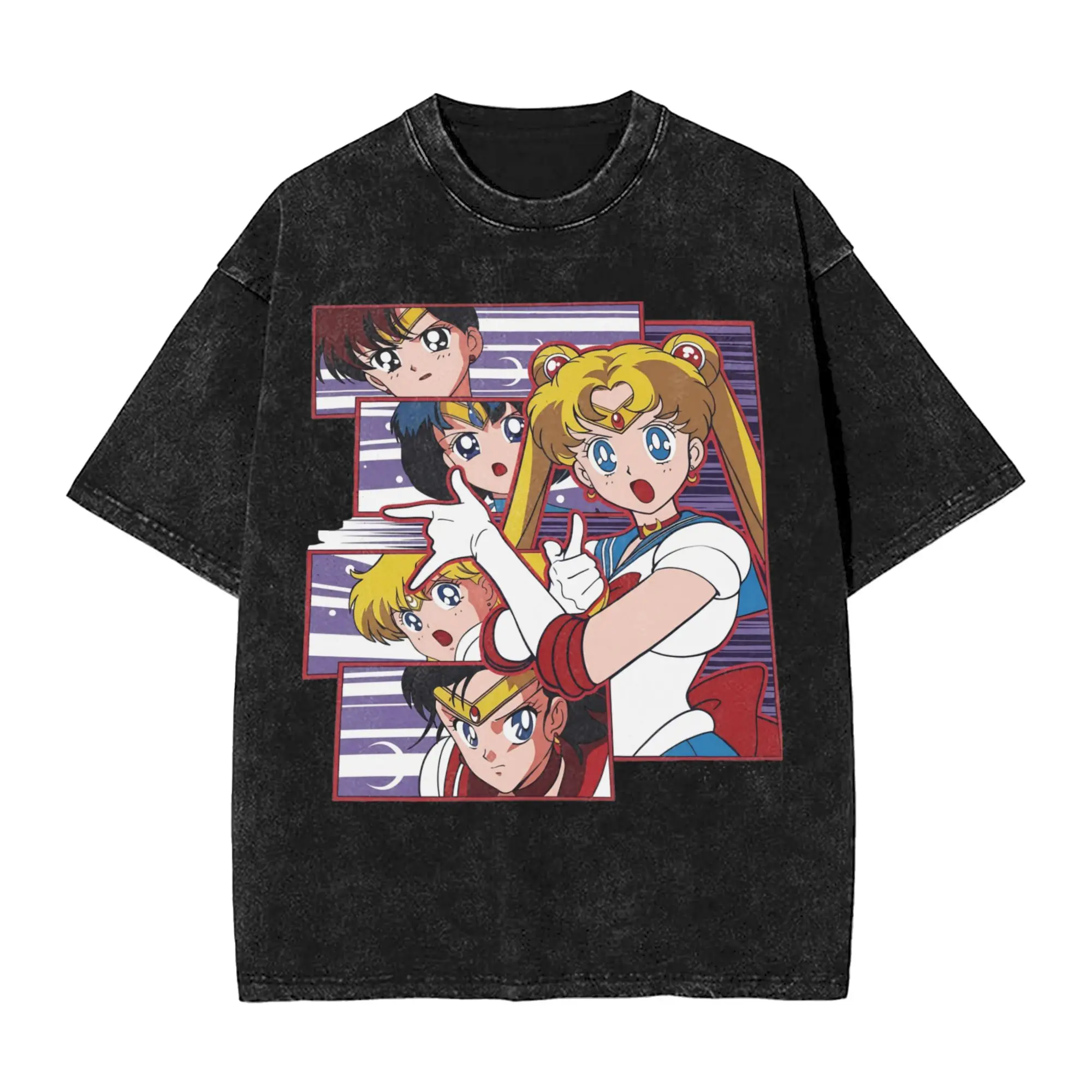 Men's Sailors Moons Japanese Anime T-Shirts  Top Tees Y2K Casual Short-Sleeve T-Shirt O-Neck Harajuku Print Tee Shirt Cheap