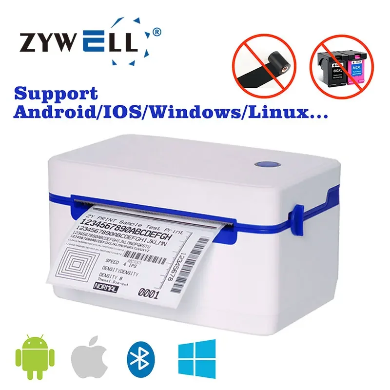 متوفر في المخزون أحدث تحديث ZY909 طابعة حرارية طابعة ملصقات شحن الباركود 4x6 طابعة Waybill A6 الحرارية