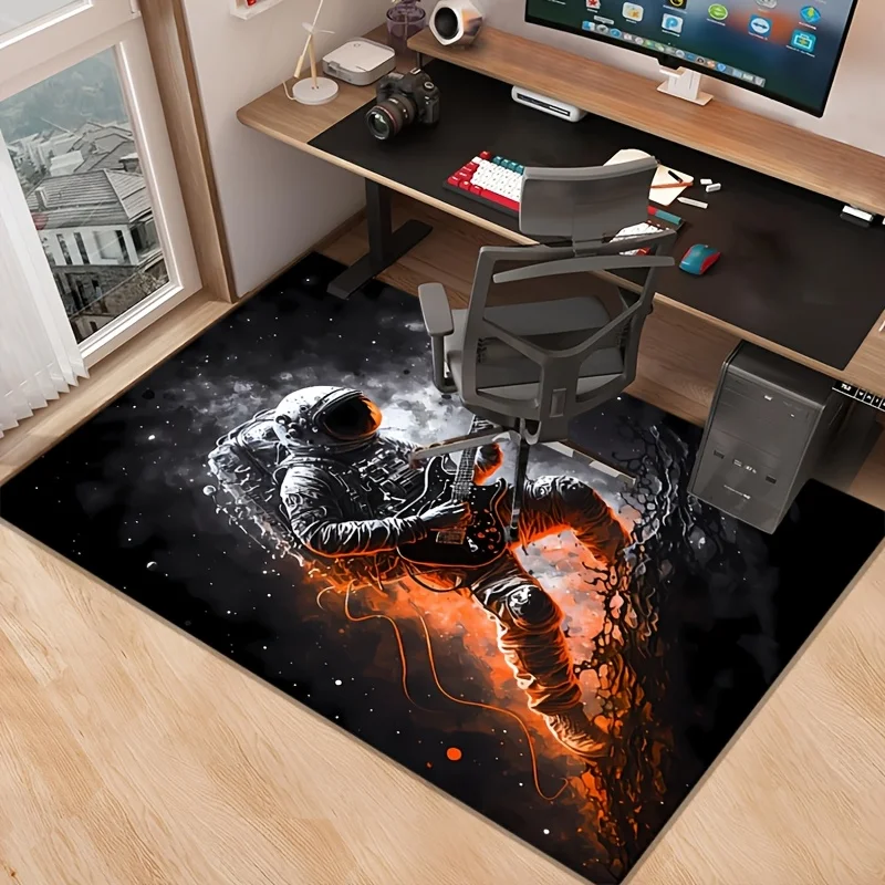 VIKAMA Trendy Astronaut Electric Guitar Flame Starry Sky Carpet Living Room Entrance Mat Modern Minimalist American Style Decor