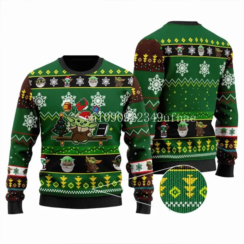 Disney Yoda Ugly Sweater Mandalorian Christmas Wool Disney Christmas Shirt Gift Boys and Girls Sweater Casual Sweatshirt