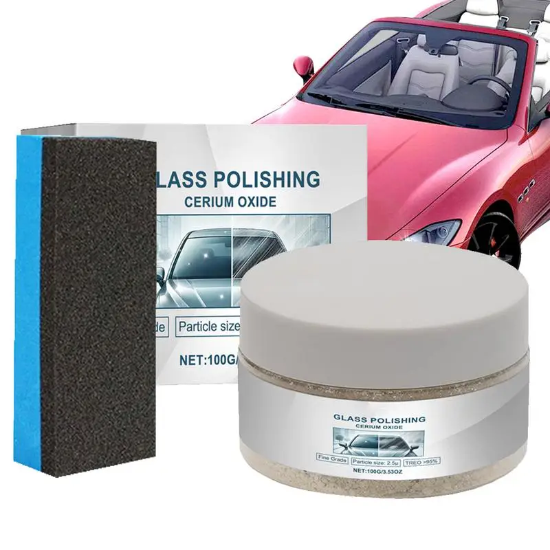 

100g Powerful Car Windshield Polishing Liquid Professional Vehicle Windshield Window Cleaning Coating Agent With Sponge