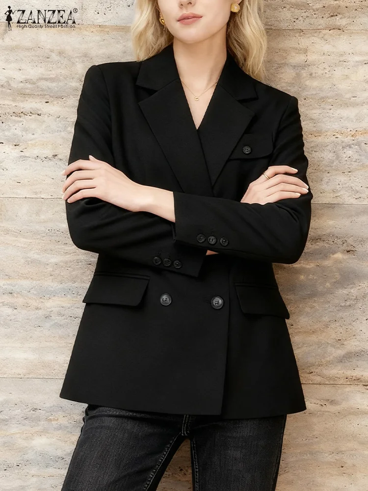 

ZANZEA 2025 Осенняя офисная верхняя одежда, стильный женский пиджак, куртки, элегантные пальто на пуговицах с лацканами и воротником-стойкой, пиджаки с длинными рукавами, костюмы
