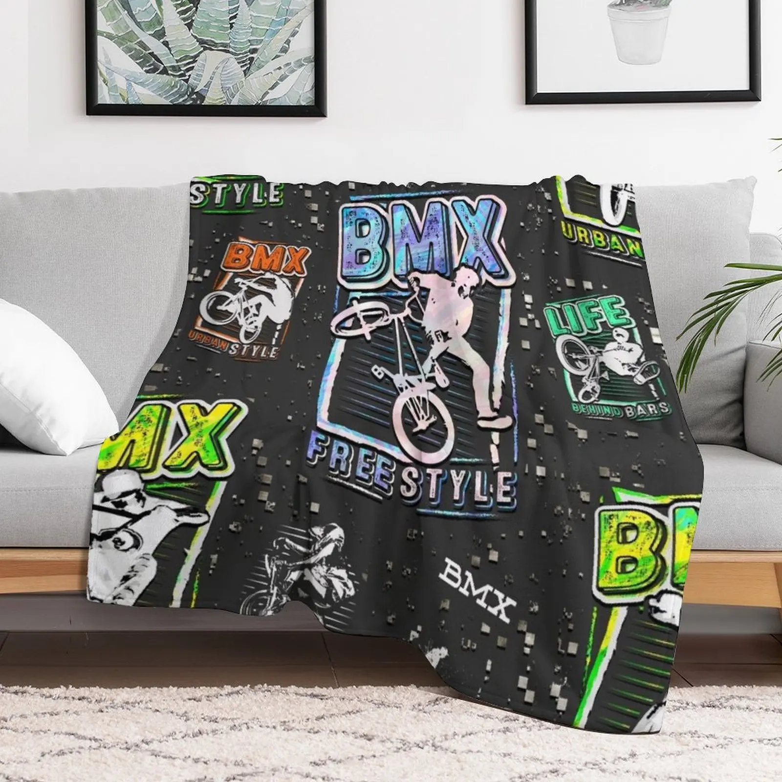 Colorful Bmx Apparel Bmx Freestyle Throw Blanket