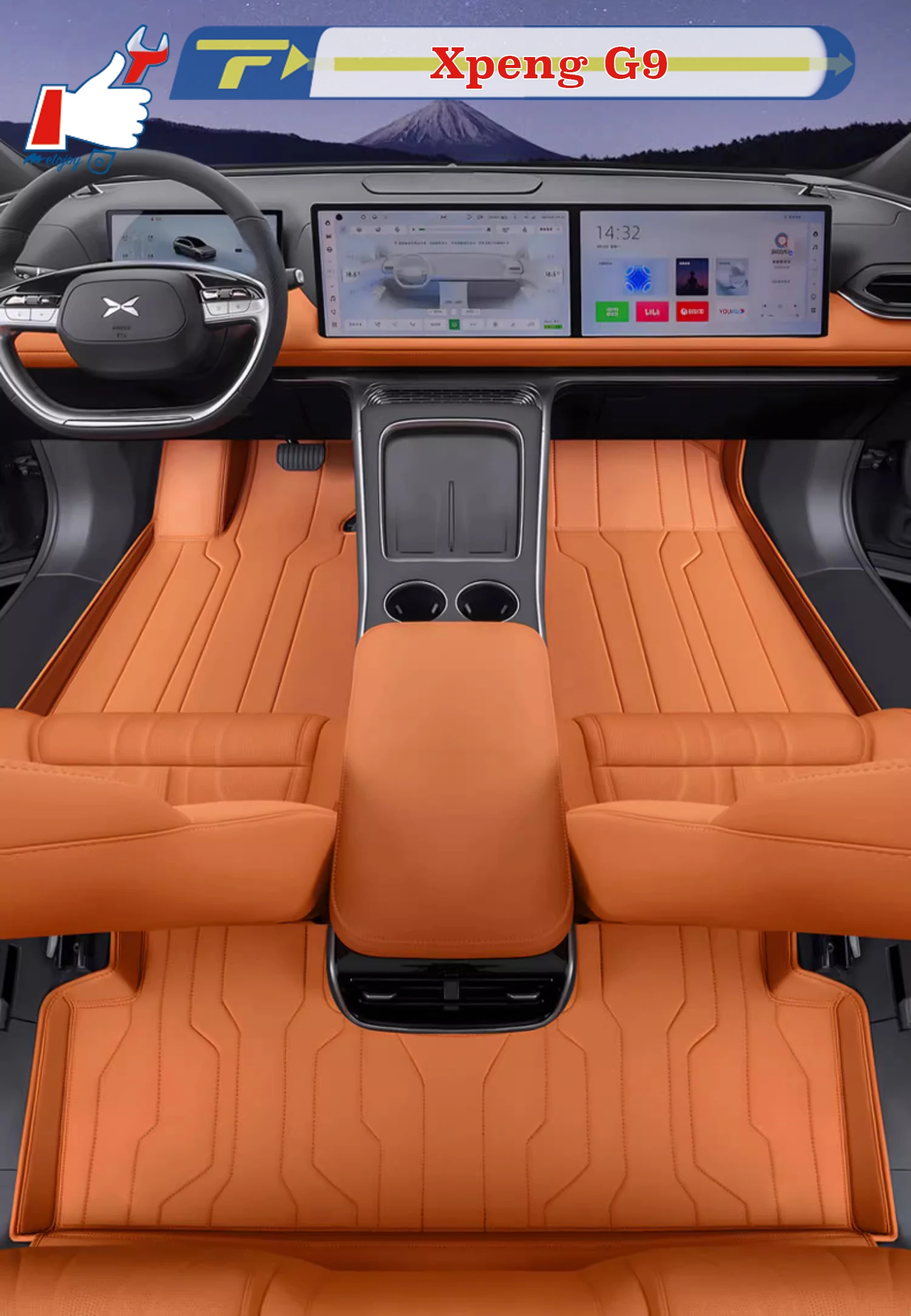 

Автомобильный напольный коврик с левым рулем для Xpeng G9 2024, полный коврик для ног, напольный коврик, водонепроницаемый коврик