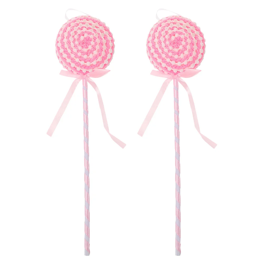 

2Pcs Fake Lollipops Photo Booth Props Realistic Candy Hanging Decorations for Christmas Tree Wreath Birthday Party New Year