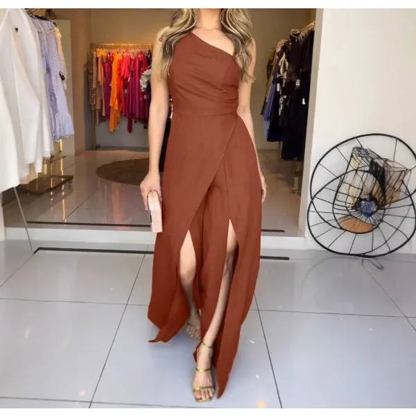 Sexy Jumpsuits Woman 2025 Summer Trendy Design Sleeveless Split  Asymmetric Off Shoulder Playsuit Overalls Lady Solid Romper