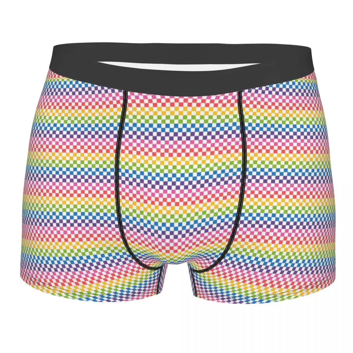 Custom Rainbow Squares Pattern Checkered Flag Underwear Male Print Boxer Shorts Panties Briefs Breathable Underpants