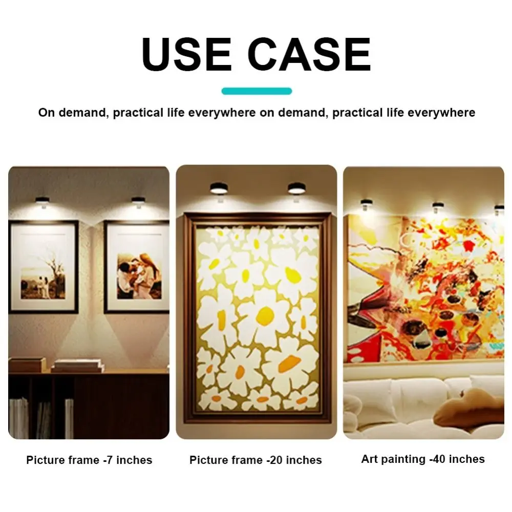 

1/2/3Pcs Wall Mounted Magnetic LED Light No-Drill Rechargeable Wireless Picture Light Dimmable with Control Remote LED Wall Lamp