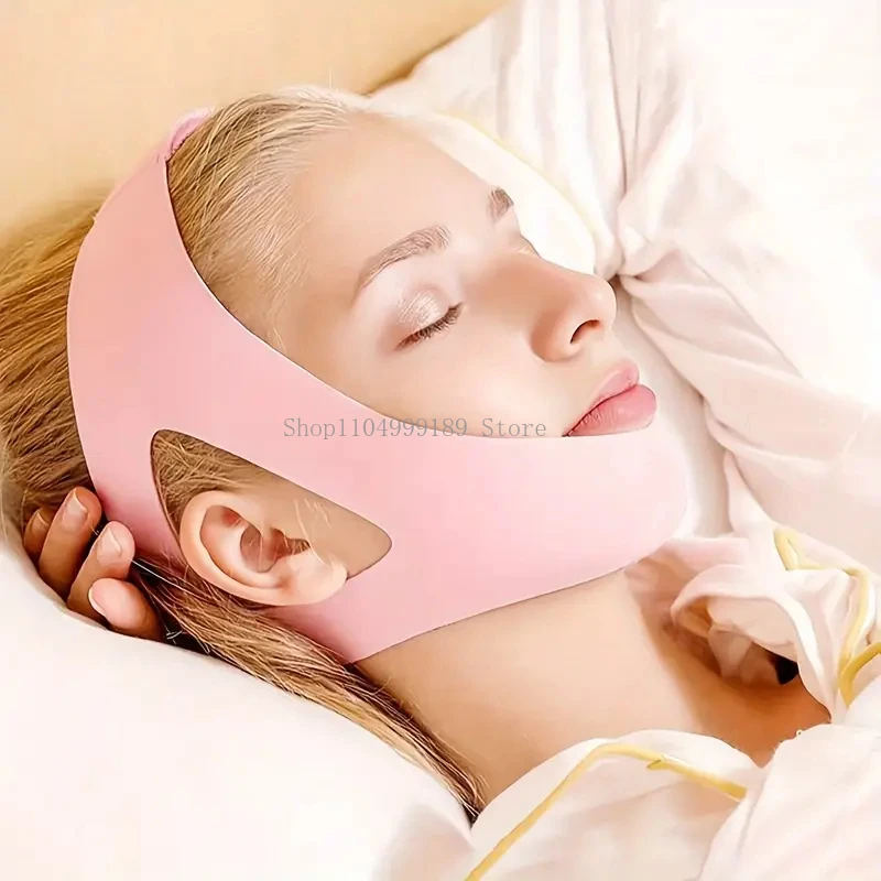 

V-Shaped Mask Bandage Sleeping Anti Snoring Chin Strap Skin-Friendly Facial Muscles Lifting Strap for Woman Sleep&Daily Wear