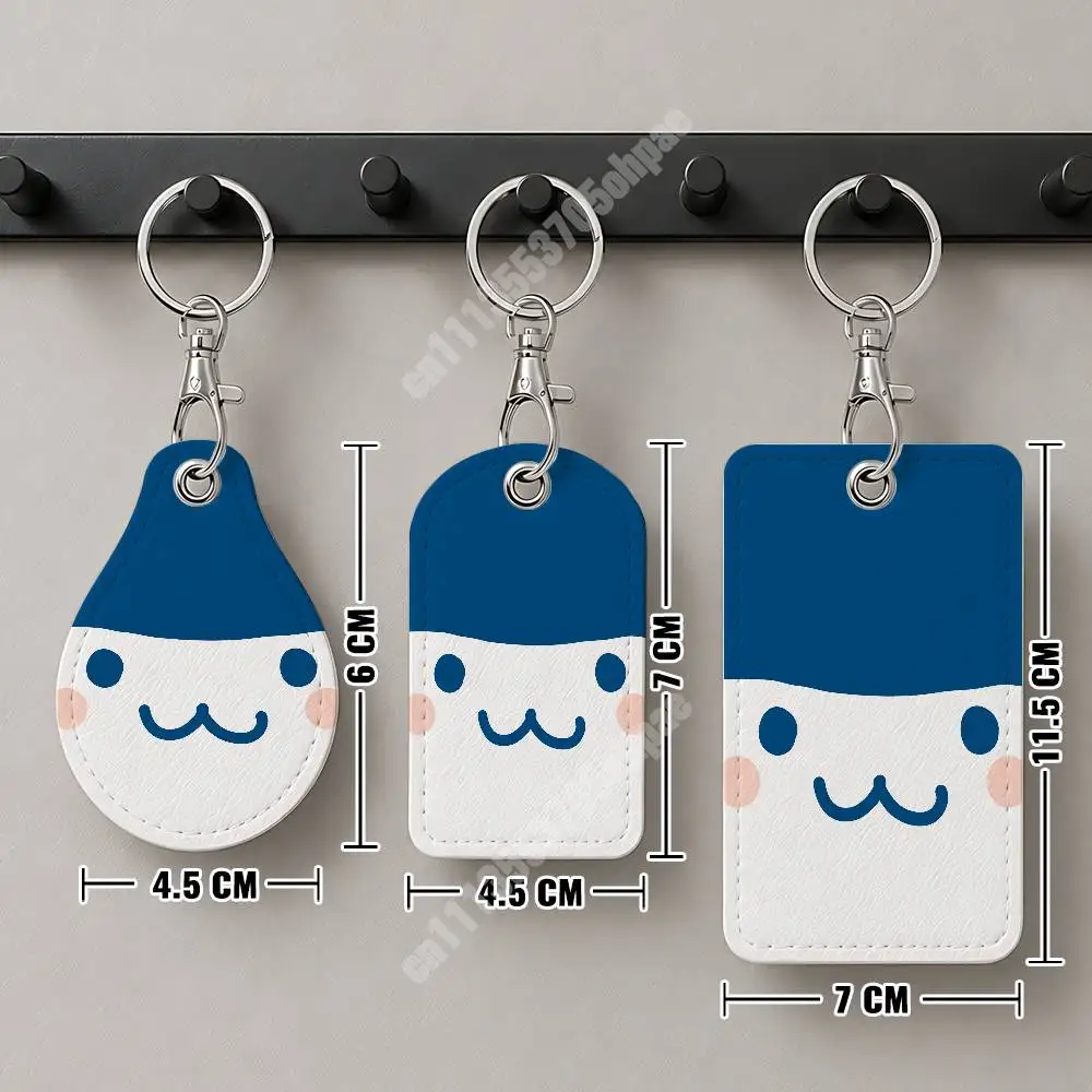 Virtual Pet Cartoon T-Tamagotchi-S Leather Keychain Card Holder for Airtag & Luggage Tags Casual Tracker Cover