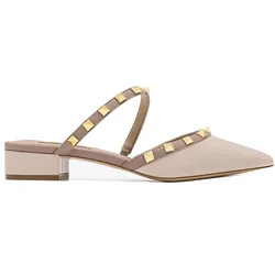 【Measure Your Feet Length Before Order】Rivets Luxury Designer Women Elegant Slide Sandals Block High Heels Party Shoes 71-CHC-33