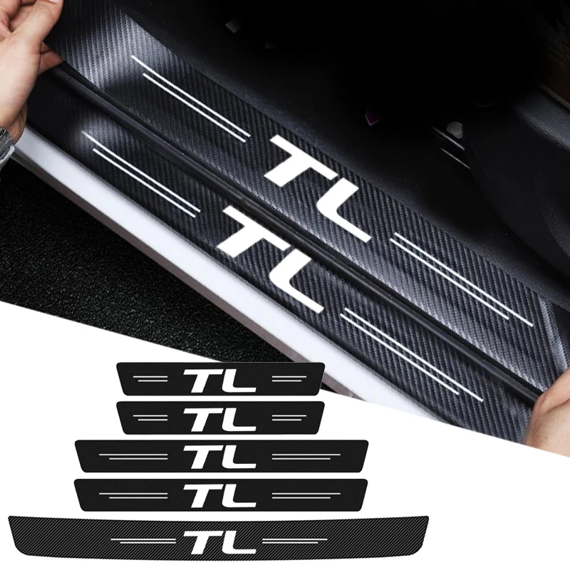 Car Door Sill Edge Protective Strips for Acura TL Sport 2021 2022 2023 Carbon Fiber Rear Threshold Trunk Bumper Gurad Stickers