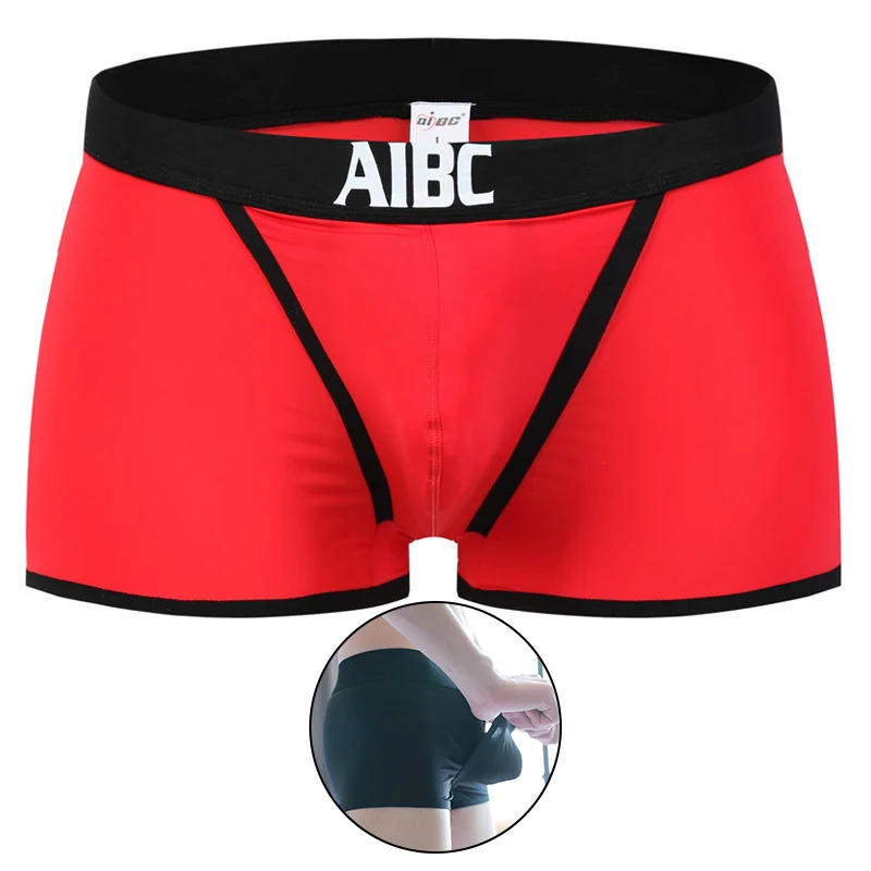 

Man Bulge Pouch Boxers Dual Penis Pouch Underwear Breathable Big U-Convex Underpants Crotch Seperate Sexy Lingerie Ice Silk Thin