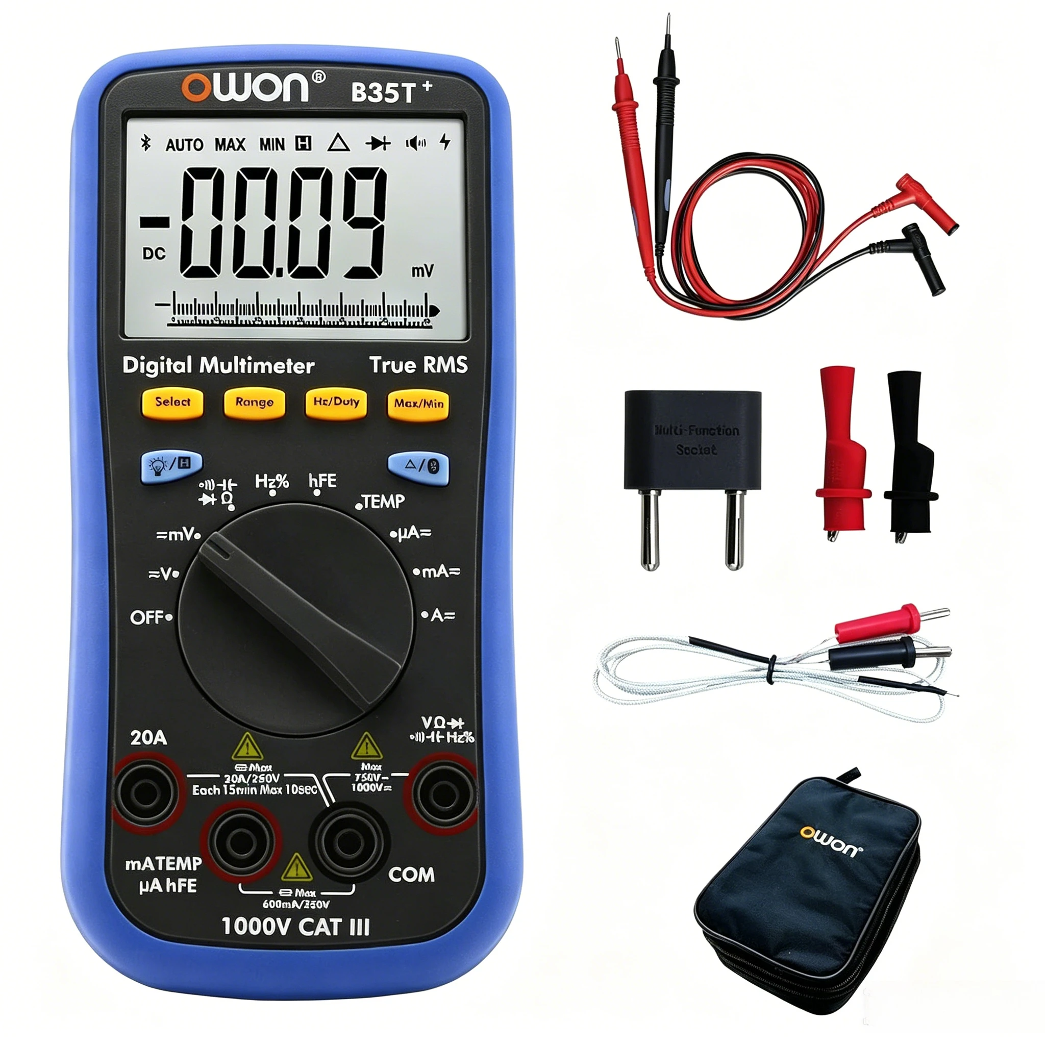 OWON B41T+ & B35T+ Portable Digital Multimeter Bluetooth Enabled, Four and A Half Digit True RMS Meter Supports Offline Record