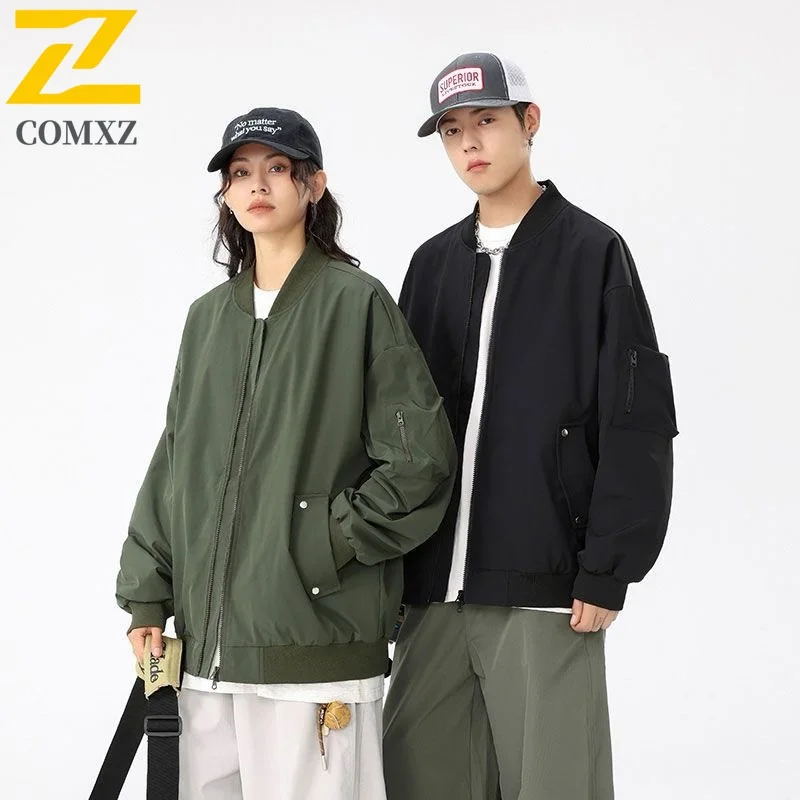 

COMXZ Premium Men Jacket Baseball Collar Outdoor Biking Wind Resistant Motorcycle Jackets Streetwear Urban Comfortable Fall Coat