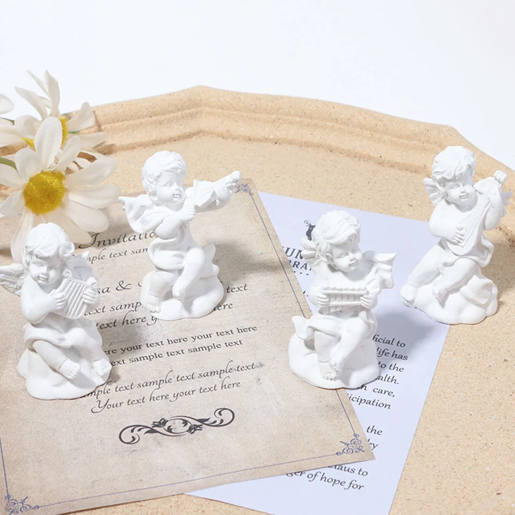 

4pcs Resin Angel Home Crafts Figurines Desktop Ornaments Resin Angel Adornment Rainbow Baby Gifts Mini Statues Sculptures