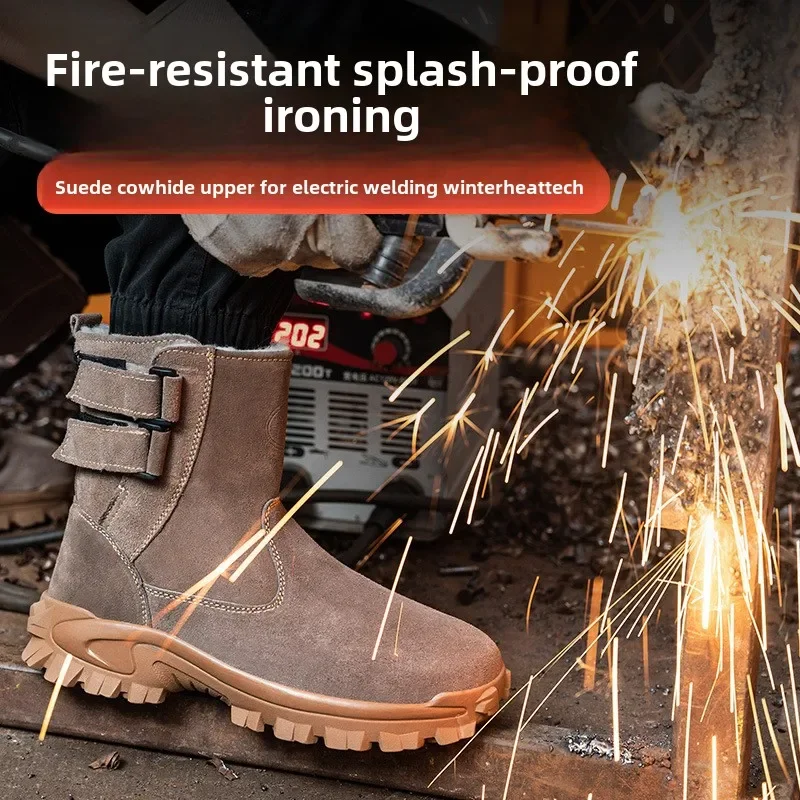 أحذية السلامة الشتوية المخملية الدافئة الرجال أحذية التأمين على العمل مكافحة تحطيم ومكافحة ثقب الشتاء التأمين على العمل الأحذية