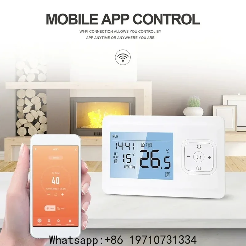 WiFi Smart Thermostat Wireless Programmable Thermostat with RF Receiver APP Voice Control Work with Alexa Google Assistant