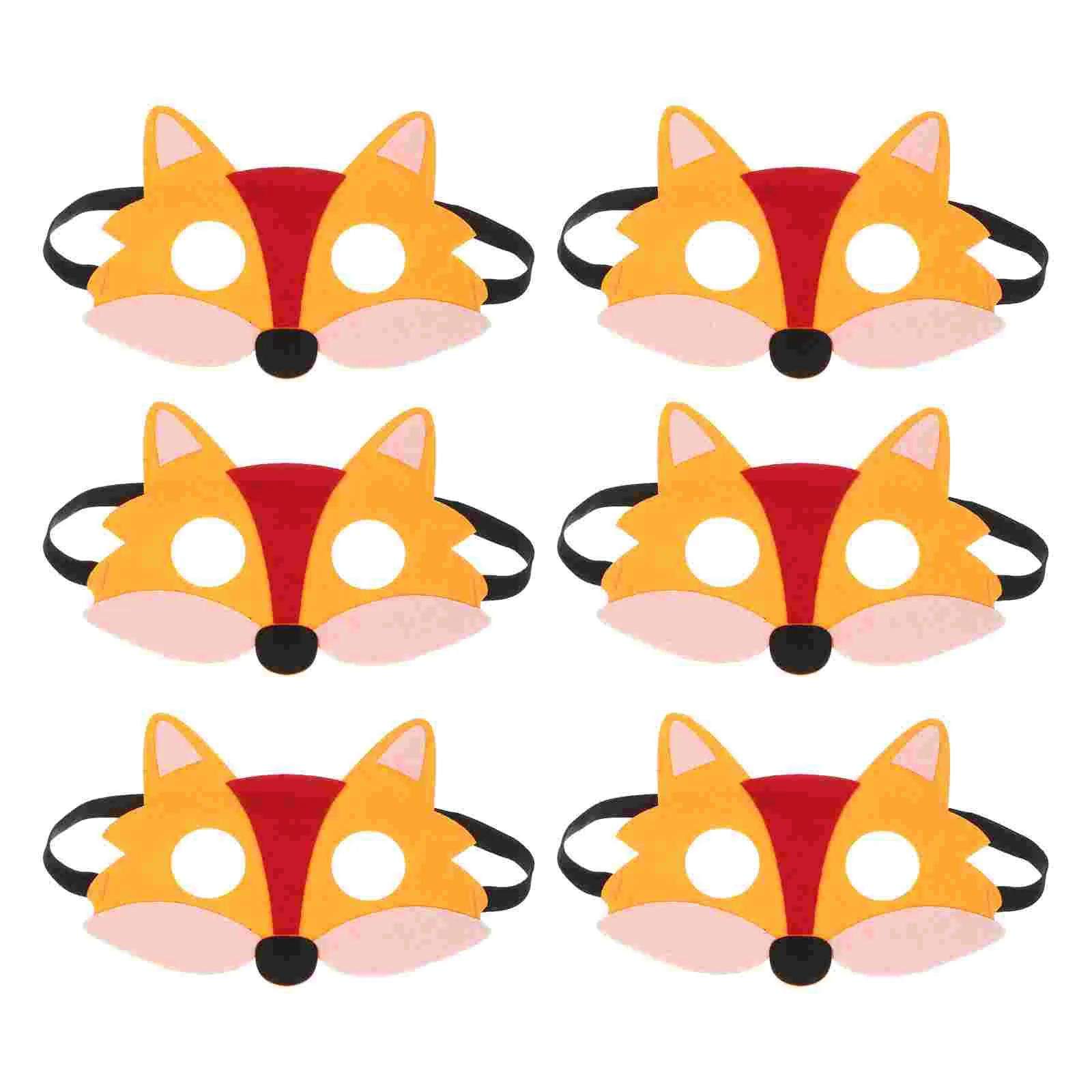 

6 Pcs Non-woven Felt Surface Eye Masks Cosplay Fox Halloween Party Decorations Animal for Adults Prop Facial