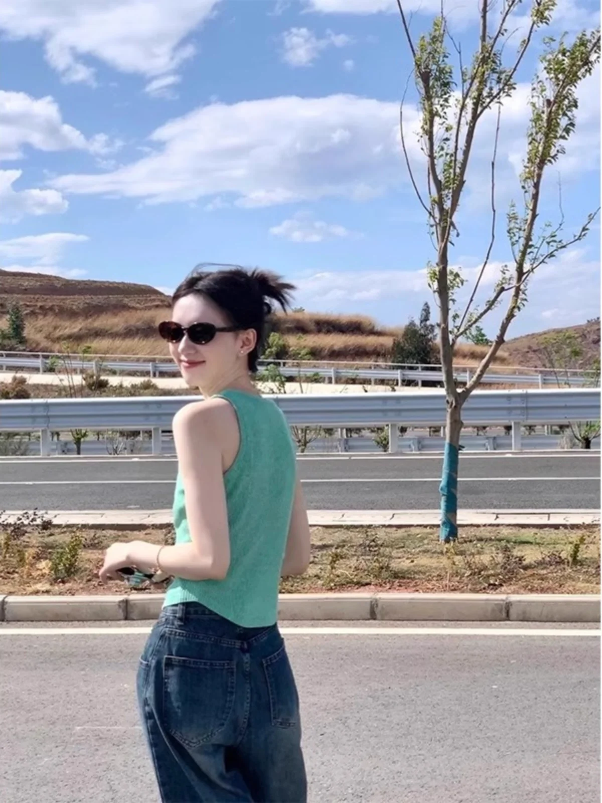 

een Svel Slim Fit ort Knitted Vest Women's Fre Casual Sle Top Morning Bell Evening Song Brand Pure Color Knitwear