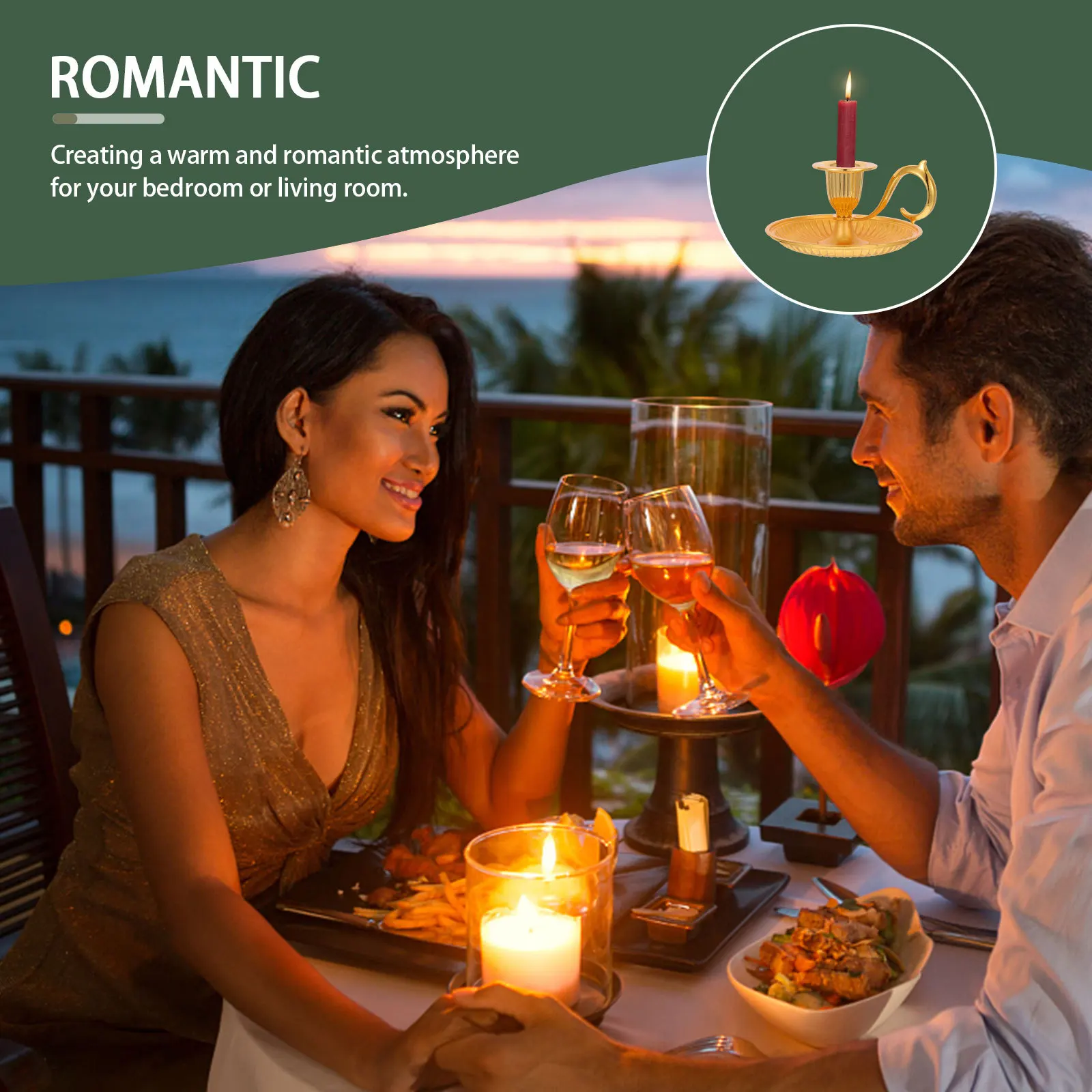 

Retro Taper Holder Metal Table Candlestick for Wedding Birthday Thanksgiving Candlelight Dinner Decorative Accessory