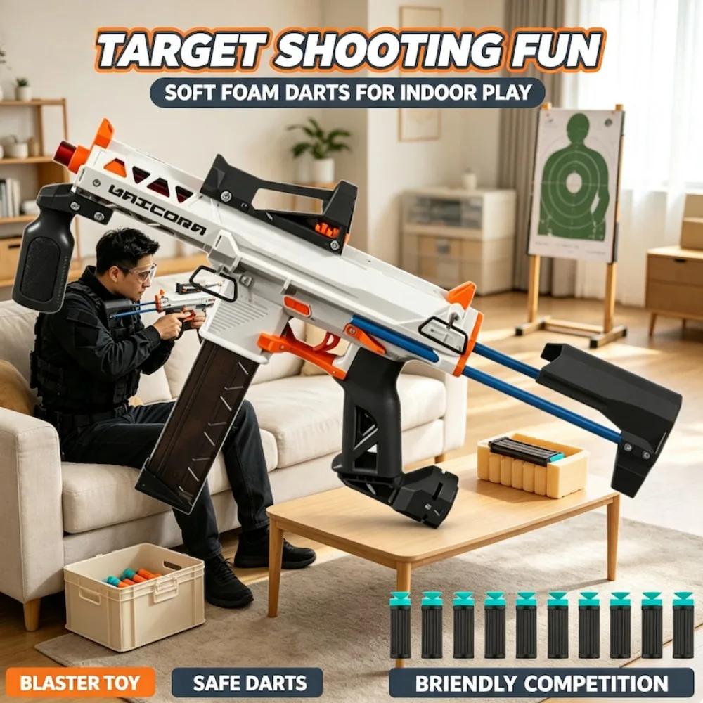 KM9 Manual Soft Bullet Toy Gun with Magazine, Safe EVA Darts Shooting Game Toy for Teens Adults Outdoor CS Game